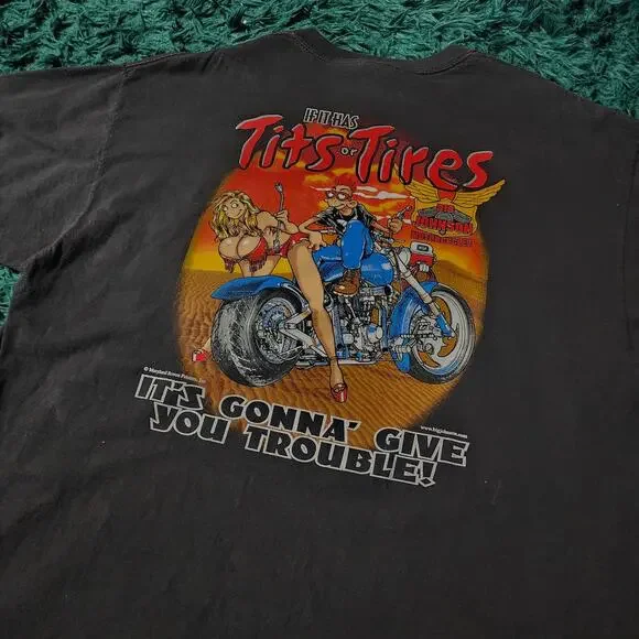 Vintage Big Johnson T-Shirt XXL Biker Tee or Tires Biker Graphic - Picture 6 of 7
